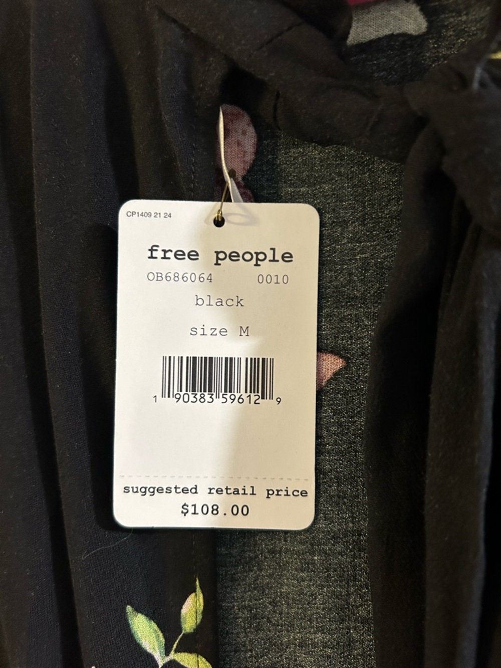 Free People black flowered mini dress - Picture 3 of 5